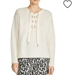 Maje Mohair / Wool Blend Cream colored lace up details sweater